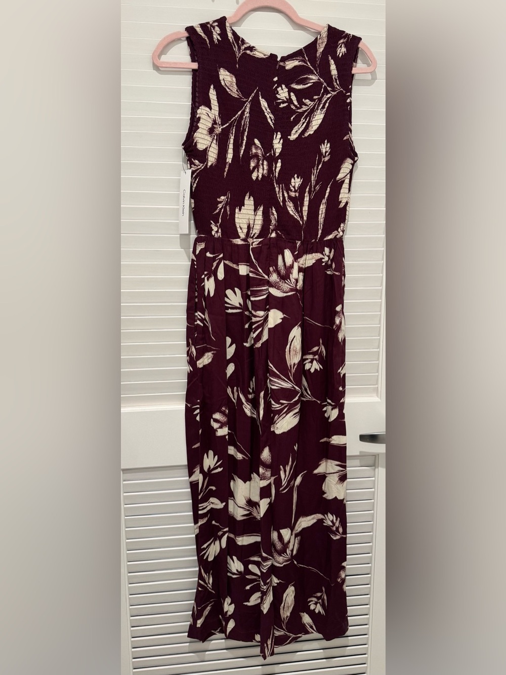 Calvin Klein Burgundy Sleeveless Floral Maxi jumpsuit - Picture 5 of 8